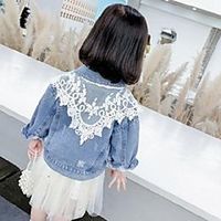 jackets girls denim jacket coat lace girl spring autumn children's casual style clothes Lightinthebox - thumbnail