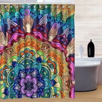 Waterproof Polyester Fabric Beautiful Mandala Pattern Bathware Shower Curtain With 12 Hooks