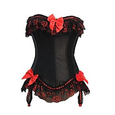 Corset Women's Normal Polyester Embroidery Embroidered Printing Shapewear Overbust Corset Lace Up Black S miniinthebox