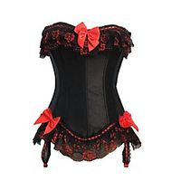 Corset Women's Normal Polyester Embroidery Embroidered Printing Shapewear Overbust Corset Lace Up Black S miniinthebox - thumbnail