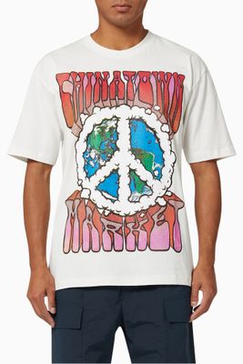 Peace On Earth Clouds T-shirt in Cotton Jersey Peace On Earth Clouds T-shirt in Cotton Jersey