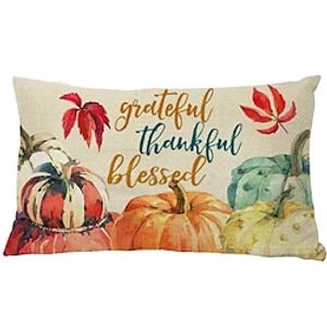 Throw Pillow Cover Harvest Fall Decor Lumbar Pillow Cases Vintage Rectangular Cushion Cover Thanksgiving Day Gifts Fukeen Grey Buffalo Plaid Pumpkin Autumn Maple Leaves Lightinthebox