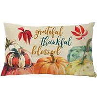 Throw Pillow Cover Harvest Fall Decor Lumbar Pillow Cases Vintage Rectangular Cushion Cover Thanksgiving Day Gifts Fukeen Grey Buffalo Plaid Pumpkin Autumn Maple Leaves Lightinthebox - thumbnail