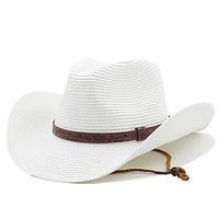 Summer Outdoor Men Women Western Cowboy Straw Hats Curled Brim Breathable Holiday Beach Jazz Cap Fishing Sun Protection Hat miniinthebox - thumbnail
