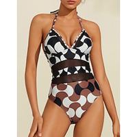 Geometric Mesh Removable Pad Swimsuit Lightinthebox