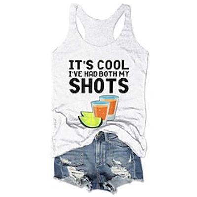 Women's Tank Top Black White Red Graphic Letter Print Sleeveless Casual Weekend Basic Round Neck Regular S miniinthebox