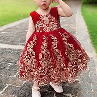 Toddler Girls' Party Dress Graphic Long Sleeve Outdoor Sequins Active Cotton Midi Party Dress Spring Fall Winter 3-7 Years Rose Red-comes with own skirt support Light Green Pink Lightinthebox - thumbnail