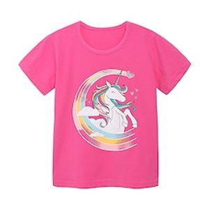 Kids Girls' T shirt Unicorn Casual Short Sleeve Crewneck Adorable 7-13 Years Summer Pink Lightinthebox