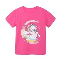 Kids Girls' T shirt Unicorn Casual Short Sleeve Crewneck Adorable 7-13 Years Summer Pink Lightinthebox - thumbnail