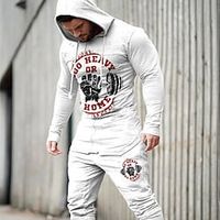 Men's Tracksuit Hoodies Set Graphic Patterned Letter 2 Piece Print Sports  Outdoor Casual Sports 3D Print Sportswear Basic Essential Hoodies Sweatshirts  White Black Gray Lightinthebox - thumbnail