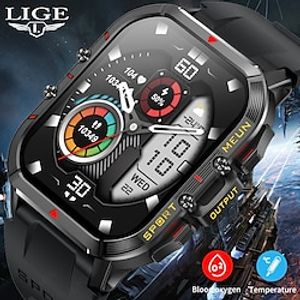 LIGE Ourdoor Sports Smart Watch Men Wrist Watches 1.96 inch Bluetooth Call Health Monitor Smartwatch Suitable For Xiaomi Huawei miniinthebox