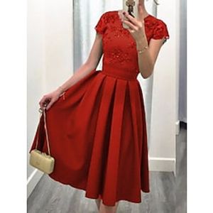 Women's Party Dress Swing Dress Mini Dress Black Red Blue Short Sleeve Pure Color Patchwork Winter Fall Spring Crew Neck Fashion Date Vacation 2022 S M L XL XXL Lightinthebox