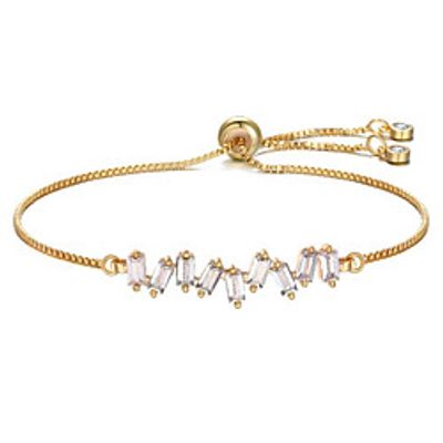 Women's Cubic Zirconia Chain Bracelet Geometrical Flower Stylish Gold Plated Bracelet Jewelry Rose Gold / Gold / White For Gift Daily miniinthebox