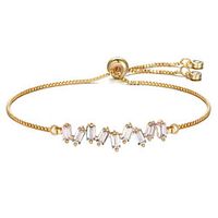 Women's Cubic Zirconia Chain Bracelet Geometrical Flower Stylish Gold Plated Bracelet Jewelry Rose Gold / Gold / White For Gift Daily miniinthebox - thumbnail