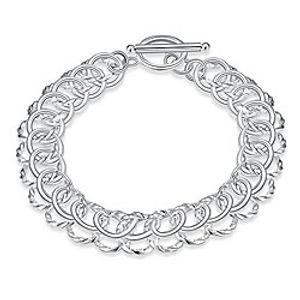 nabtyjc sterling silver 2 layers twisted link chain bracelet with diamond cut and hight polish loops,toggle button 8(21cm) miniinthebox