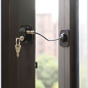 Window Door Safety Lock Cable Restrictor for Baby Child, Safety Locks Anti-Theft Security Lock Protection Lock Buckle Cable Catch Wire for Door Cabinet Drawer Self Adhesive miniinthebox