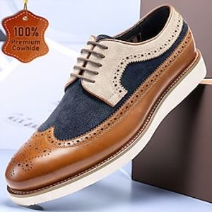 Men's Oxfords Formal Shoes Dress Shoes British Gentleman Office  Career Party  Evening Leather Italian Full-Grain Cowhide Comfortable Slip Resistant Lace-up Brown  Blue Lightinthebox