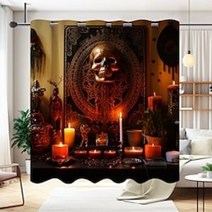 Halloween Skull Curtain Tapestry For Living Room Bedroom, Wall Room Divider Curtain Hanging GrommetEyelet for Doorway, Kitchen Window Curtains for Room Separator Lightinthebox
