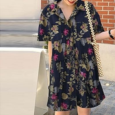 Women's Romper Pocket Print Floral Shirt Collar Casual Street Daily Regular Fit Short Sleeve Purple Navy Blue Yellow S M L Spring Lightinthebox Women's Romper Pocket Print Floral Shirt Collar Casual Street Daily Regular Fit Short Sleeve Purple Navy Blue Yellow S M L Spring Lightinthebox