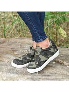 Women's Casual Solid Color Zip Sneakers