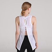 Women's Crew Neck Yoga Top Tank Top Split Cut Out Solid Color White Black Burgundy Pink Cyan Yoga Fitness Gym Workout Top Sleeveless Sport Activewear Quick Dry Breathable Comfortable Micro-elastic Lightinthebox - thumbnail