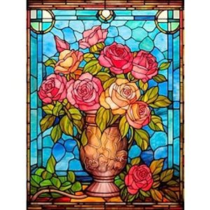 1pc Flower DIY Diamond Painting Glass Crystal Painted Rose Diamond Painting Handcraft Home Gift Without Frame miniinthebox