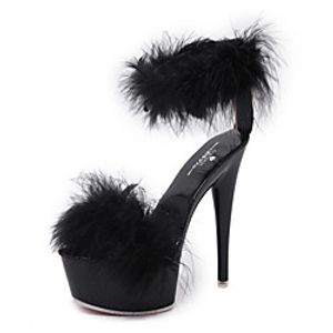 Women's Sandals Stiletto Heel Round Toe PU Buckle Solid Colored White Black Pink miniinthebox