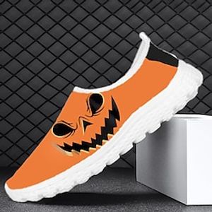Men's Sneakers Halloween Fitness  Cross Training Shoes Walking Sporty Outdoor Daily Cloth Warm Height Increasing Comfortable Lace-up Black orange Purple Orange 3D Winter miniinthebox