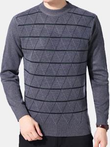 Mens Business Style Lattice Knitted Pullovers