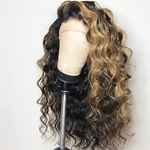 100% Human Hair 13x6 Lace Front Wig Deep Parting Brazilian Hair Loose Wave Highlighted  Balayage Blonde Wig 150%-250% Density with Baby Hair for Women Lightinthebox