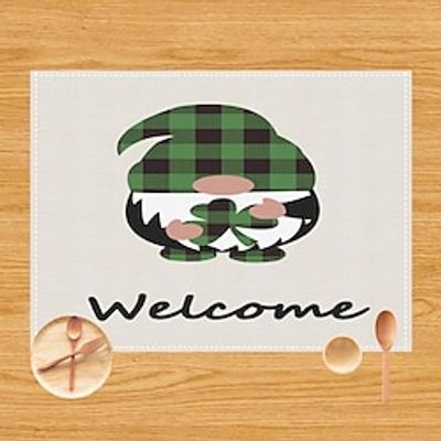 St. Patrick's Day Placemat, Clover Table Decoration, Non slip and Thermal Insulation Linen Mats Seasonal Spring Table Mats for Party Kitchen Dining Decoration Lightinthebox