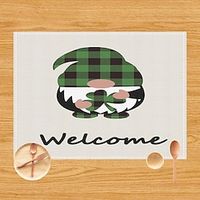 St. Patrick's Day Placemat, Clover Table Decoration, Non slip and Thermal Insulation Linen Mats Seasonal Spring Table Mats for Party Kitchen Dining Decoration Lightinthebox - thumbnail