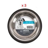 M-pets Crock Stainless Steel Bowl Large (Pack of 3)
