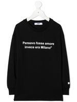 Msgm Kids slogan print T-shirt - Black - thumbnail