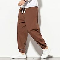 Men's Casual / Sporty Plus Size Loose Harem Jogger Pants Trousers Pants Graphic Prints Elastic Waistband Drawstring Wine Light Grey Black Dark Gray Navy Blue miniinthebox - thumbnail