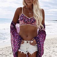 Women's Cover Up Beach Top Swimsuit Oversized Purple Swimwear Bathing Suits New miniinthebox - thumbnail