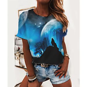 Women's T shirt 3D Print Round Neck Tops Basic Basic Top Rainbow miniinthebox