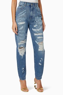 Amber Jeans with Patchwork Jacquard Pockets Amber Jeans with Patchwork Jacquard Pockets