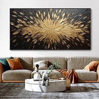 Handmade Oil Painting Canvas Wall Art Decoration Modern Abstract Texture Golden Black for Home Decor Rolled Frameless Unstretched Painting Lightinthebox