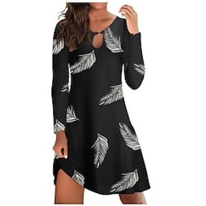 Women's Casual Dress T Shirt Dress Tee Dress Mini Dress Black White Red Long Sleeve Graphic Cut Out Winter Fall Spring Crew Neck Classic Daily Weekend 2023 S M L XL 2XL 3XL 4XL 5XL Lightinthebox