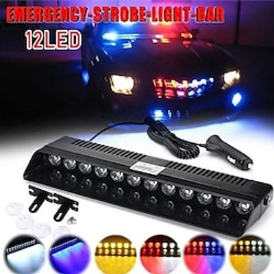 StarFire 2023 NEW 12LED Windshield Warning Lamp Multiple Flashing Modes Red Blue Car Strobe Light Cigarette Lighter Plug Emergency Flasher 12V miniinthebox