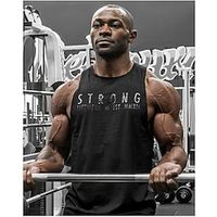 Men's Yoga Top Sleeveless Tee Tshirt Cotton Breathable Quick Dry Comfortable Yoga Gym Workout Running Sportswear Activewear Black Gray White Lightinthebox - thumbnail