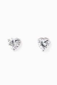 Solitaire Zirconia Heart Stud Earrings