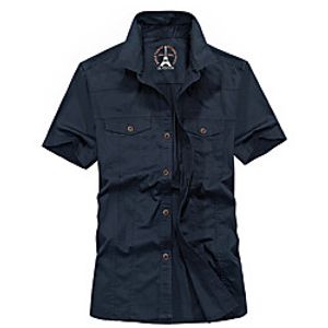 Men's Hiking Shirt  Button Down Shirts Fishing Shirt Short Sleeve Jacket Shirt Top Outdoor Quick Dry Lightweight Breathable Sweat wicking Autumn  Fall Spring Summer khaki Navy Blue Army Green Lightinthebox