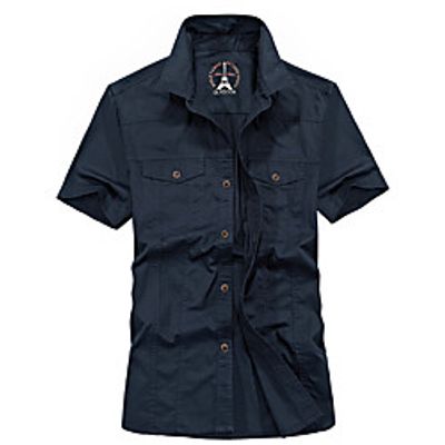 Men's Hiking Shirt  Button Down Shirts Fishing Shirt Short Sleeve Jacket Shirt Top Outdoor Quick Dry Lightweight Breathable Sweat wicking Autumn  Fall Spring Summer khaki Navy Blue Army Green Lightinthebox