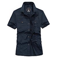 Men's Hiking Shirt  Button Down Shirts Fishing Shirt Short Sleeve Jacket Shirt Top Outdoor Quick Dry Lightweight Breathable Sweat wicking Autumn  Fall Spring Summer khaki Navy Blue Army Green Lightinthebox - thumbnail