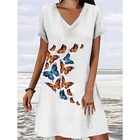 Women's Casual Dress Summer Dress Print Dress Graphic Animal Print V Neck Mini Dress Fashion Modern Daily Holiday Short Sleeve Loose Fit White Summer Spring S M L XL XXL Lightinthebox - thumbnail