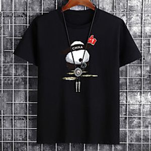 Men's Unisex Tee T shirt Hot Stamping Graphic Prints Panda Letter Plus Size Print Short Sleeve Casual Tops Cotton Basic Fashion Designer Big and Tall White Black Khaki miniinthebox
