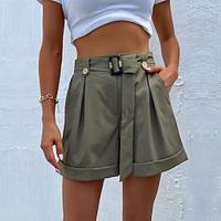 Women's Shorts Polyester Plain Black Army Green Casual Daily Short Going out Weekend Summer Lightinthebox