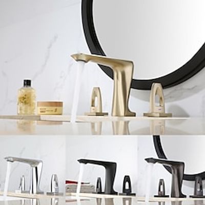 Bathroom Sink Faucet - Widespread Electroplated Widespread Two Handles Three HolesBath Taps miniinthebox Bathroom Sink Faucet - Widespread Electroplated Widespread Two Handles Three HolesBath Taps miniinthebox